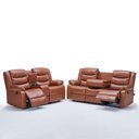 Ver imagem 7 de Conjunto Poltronas 2 e 3 Lugares Reclinável Manual Hollywood Aquecimento Massagem PU Caramelo G31 -