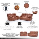 Ver imagem 4 de Conjunto Poltronas 2 e 3 Lugares Reclinável Manual Hollywood Aquecimento Massagem PU Caramelo G31 -
