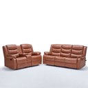 Ver imagem 3 de Conjunto Poltronas 2 e 3 Lugares Reclinável Manual Hollywood Aquecimento Massagem PU Caramelo G31 -
