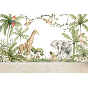 Papel de Parede Infantil Autoadesivo Animais - CACATUA + ARARA VERMELHA