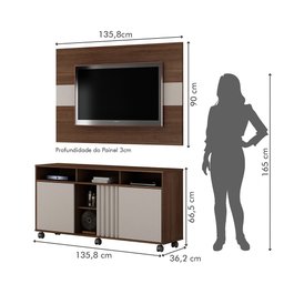 Rack com Painel para TV Viena Valdemóveis - 4