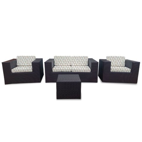 Conjunto Bora Bora Escuro - 1 Sofá 2 Lugares + 2 Poltronas + 1 Mesa de Centro - Chiloé