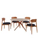 Ver imagem 2 de Conjunto Sala de Jantar Mesa 135cm Tampo Redondo Texturizado e 4 Cadeiras Hope Marrom/Preto/Imbuia/o