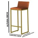 Ver imagem 4 de Kit 3 Banquetas Alta C/ Encosto e Apoio de Pés Courino Área Gourmet Base Dourada - Twdecora