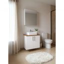 Ver imagem 1 de Gabinete para Banheiro Paris 2 Prateleiras MDF 60cm Amadeirado com Branco On Móveis
