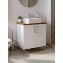 Ver imagem 6 de Gabinete para Banheiro Paris 2 Prateleiras MDF 60cm Amadeirado com Branco On Móveis