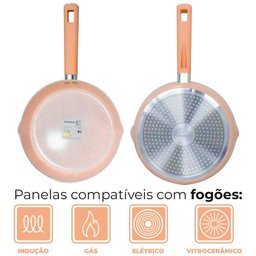Jogo de Panelas de Indução Antiaderente Cerâmica Chicago Bege 4 Peças - Casambiente - 2