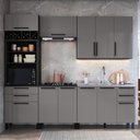 Ver imagem 1 de Cozinha Modulada Completa 5 Peças 270cm 9 Portas 6 Gavetas sem Tampo Mônaco Cinza Chumbo/Titânio