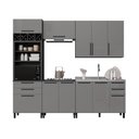 Ver imagem 3 de Cozinha Modulada Completa 5 Peças 270cm 9 Portas 6 Gavetas sem Tampo Mônaco Cinza Chumbo/Titânio