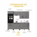 Ver imagem 5 de Cozinha Modulada Completa 5 Peças 270cm 9 Portas 6 Gavetas sem Tampo Mônaco Cinza Chumbo/Titânio
