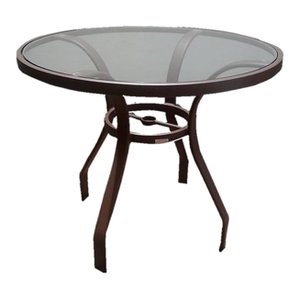 Mesa de Design Redonda com Estrutura em Alumínio e Tampo de vidro 80cm