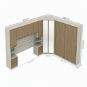 Ver imagem 3 de Guarda Roupa Casal Modulado 5 Peças com Espelho e Cabeceira 10 Portas 12 Gavetas Seletto Areia/Jequitibá Marrom/HP