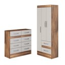 Ver imagem 2 de Quarto Infantil com Cômoda 8 Gavetas e Guarda-Roupa 3 Portas e 2 Gavetas Ninho Marrom/Castanho/Off White