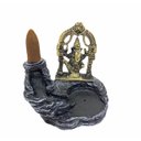 Ver imagem 1 de Incensário Cascata Ganesha Cinza e Dourado em Resina 10 cm