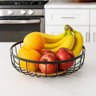 Fruteira de Mesa de Metal e Madeira Cesta Cesto Multiuso:redondo 28 Cm - 3