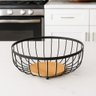 Fruteira de Mesa de Metal e Madeira Cesta Cesto Multiuso:redondo 28 Cm - 1