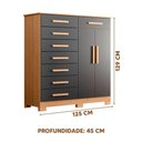 Ver imagem 2 de Cômoda para Quarto Infantil 8 Gavetas 2 Portas Nature Titanium Valentina Shop Jm
