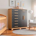 Ver imagem 4 de Cômoda para Quarto Infantil 8 Gavetas 2 Portas Nature Titanium Valentina Shop Jm