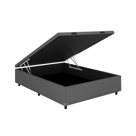 Cama Bau Casal Cinza Colchão Fit D45 Espuma 138x188 - Ortobom