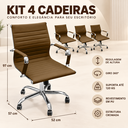 Ver imagem 3 de Kit 4 Cadeiras Esteirinha Presidente Baixa com Rodinhas - Marrom