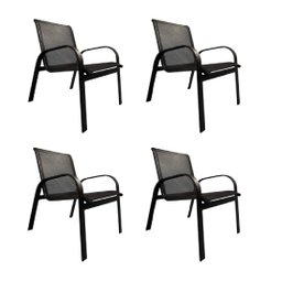 Kit 4 Poltronas Cadeira Premium Piscina em Aluminio Tela Sling Marrom - 1