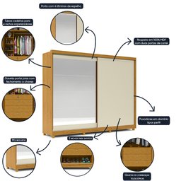 Guarda Roupa Casal 2 Portas de Correr Espelho Apolo 100% MDF - 19