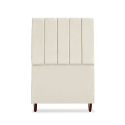 Cabeceira Estofada Solteiro Carla 90 Cm Suede Bege com Frames - 1