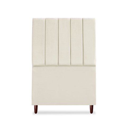 Cabeceira Estofada Solteiro Carla 90 Cm Suede Bege com Frames