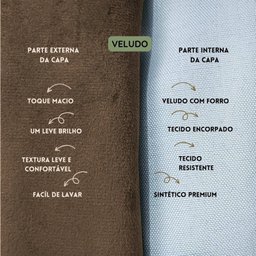 Kit 2 Capas para Almofada Drapeada em Veludo Quadrada 60x60 Marrom Camurça - 3