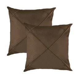 Kit 2 Capas para Almofada Drapeada em Veludo Quadrada 60x60 Marrom Camurça - 1