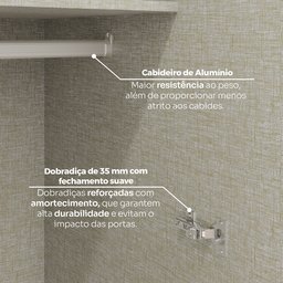 Quarto Modulado Casal 6 Peças 12 Portas 12 Gavetas com Espelho Seletto Areia/Jequitibá - 7