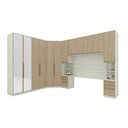Ver imagem 2 de Guarda Roupa Casal Modulado 6 Peças com Espelho e Cabeceira 12 Portas 12 Gavetas Seletto Areia/Jequitibá Marrom