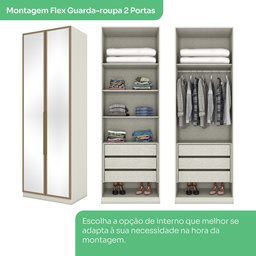 Quarto Modulado Casal 6 Peças 12 Portas 12 Gavetas com Espelho Seletto Areia/Jequitibá - 17