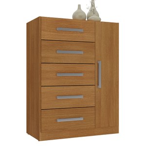 Cômoda 5 Gavetas 1 Porta Cinamono Corais - Rodial