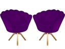 Ver imagem 1 de Kit 2 Poltronas Decorativa Pétala Base Giratória Madeira Suede Roxo Mz Decor
