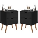 Ver imagem 1 de kit Mesa de Cabeceira Lateral de Cama Madri 2 gavetas Retrô:PRETO