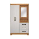 Ver imagem 1 de Roupeiro Nt5170 Capelinha 2 Portas E 3 Gavetas Com Espelho E Pés Notavel Freijo Com Off White
