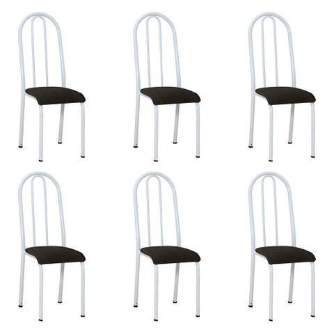 Kit 6 Cadeiras de Cozinha Flórida Estampado Preto Pés de Ferro Branco