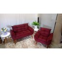 Ver imagem 2 de Kit 01 Namoradeira Opala + 01 Poltrona Opala Suede Bordô- Pandora Decor