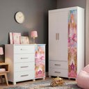 Ver imagem 2 de Guarda Roupa Infantil 3 Portas 2 Gavetas e Comoda 4 Gavetas 1 Porta Mdf Livia Carruagem Decmade