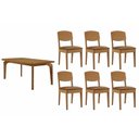 Ver imagem 1 de Conjunto: Mesa Sala Jantar Londrina C/ Tampo Madeirado Canto Curvo 180x90cm e 6 Cadeiras Havana