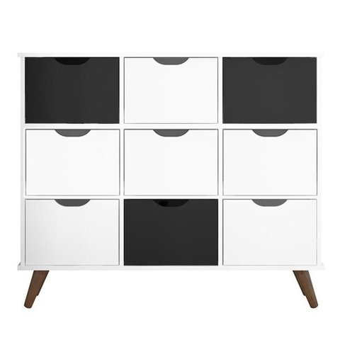 Nicho Organizador Retro Branco com 9 Gavetas Branco/preto 108 X 92,5cm - Fdecor
