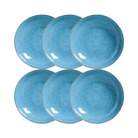 Conjunto 06 Prato Fundo Bio Breeze 22,5 Cm Azul Stoneware Porto Brasil