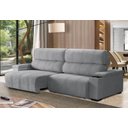 Ver imagem 1 de Sofá Retrátil e Reclinável Milão 3 Lugares Cinza 2,50m Suede com Porta Copos Sofá Casa