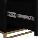 Ver imagem 4 de Mesa de Cabeceira Moderna para Quarto Lateral Apoio Cama Casal Eros 60cm 2 Gavetas Pés Ferro Dourado