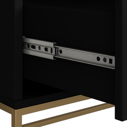 Mesa de Cabeceira Moderna para Quarto Lateral Apoio Cama Casal Eros 60cm 2 Gavetas Pés Ferro Dourado - 4