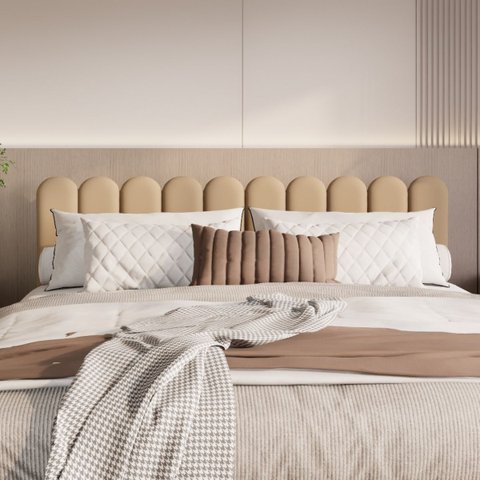 Cabeceira Nuvem Estofada King Size 10 Placas em Suede 45cm:areia