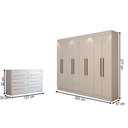 Ver imagem 4 de Guarda-roupa Casal Europa 8 Portas 4 Gavetas e Cômoda 6 Gavetas 100% Mdf Branco - Panorama Móveis