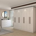 Ver imagem 3 de Guarda-roupa Casal Europa 8 Portas 4 Gavetas e Cômoda 6 Gavetas 100% Mdf Branco - Panorama Móveis