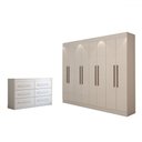 Ver imagem 1 de Guarda-roupa Casal Europa 8 Portas 4 Gavetas e Cômoda 6 Gavetas 100% Mdf Branco - Panorama Móveis